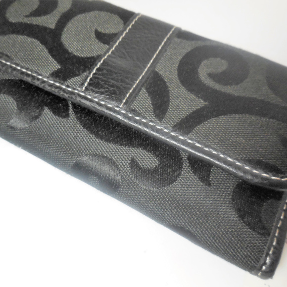 Wallet Black Textile Trifold with checkbook - Picture 2 of 6